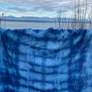 Indigo shibori hand dyed scarf beach wrap